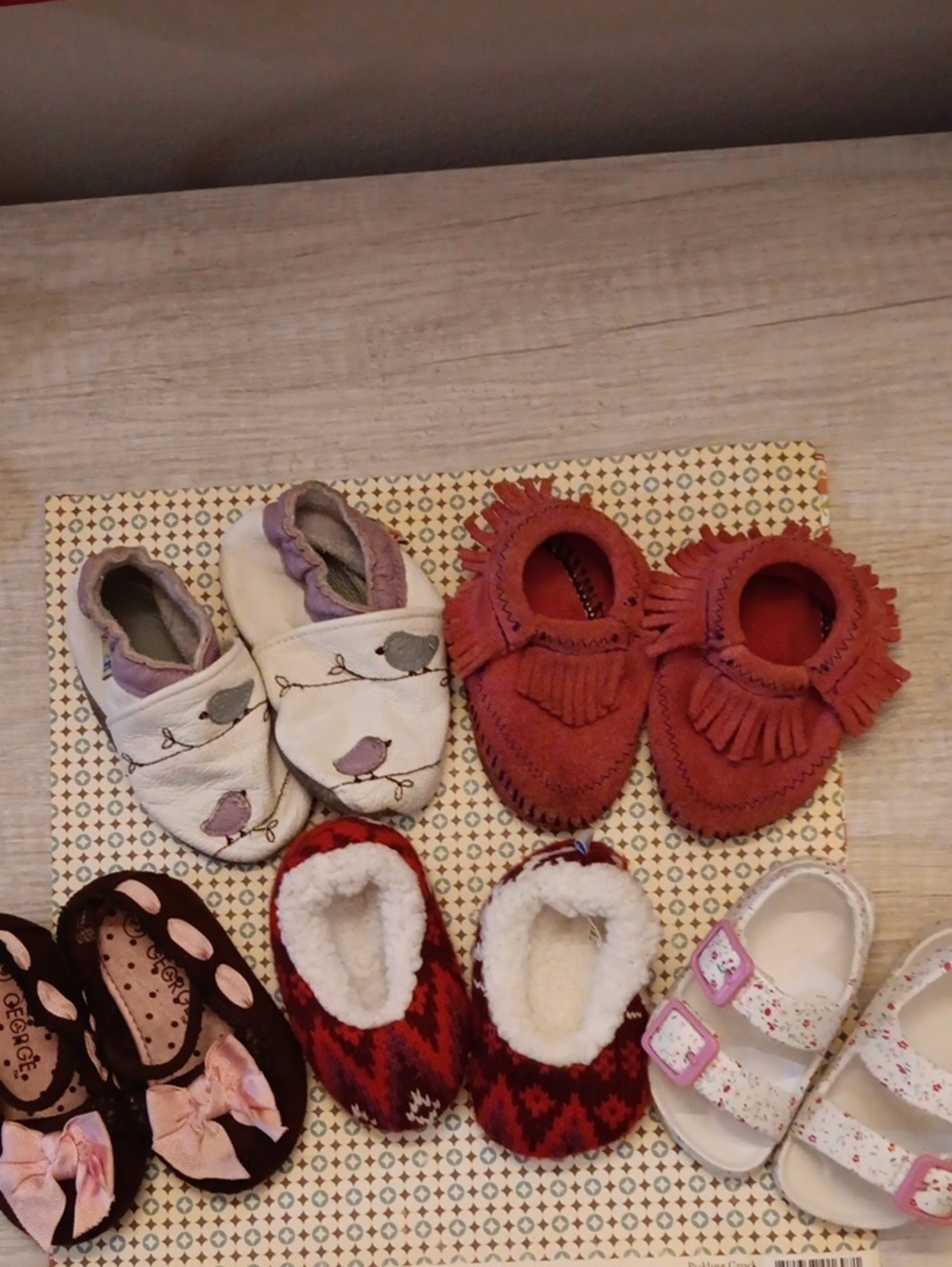 Lot of 5 pair -  baby girls shoes sizes 0-3 months up to toddler size 3